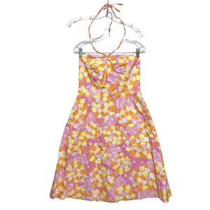 VTG Lilly Pulitzer Firefly Pink Halter Top Dress Womens 8 Summer Vacation Resort
